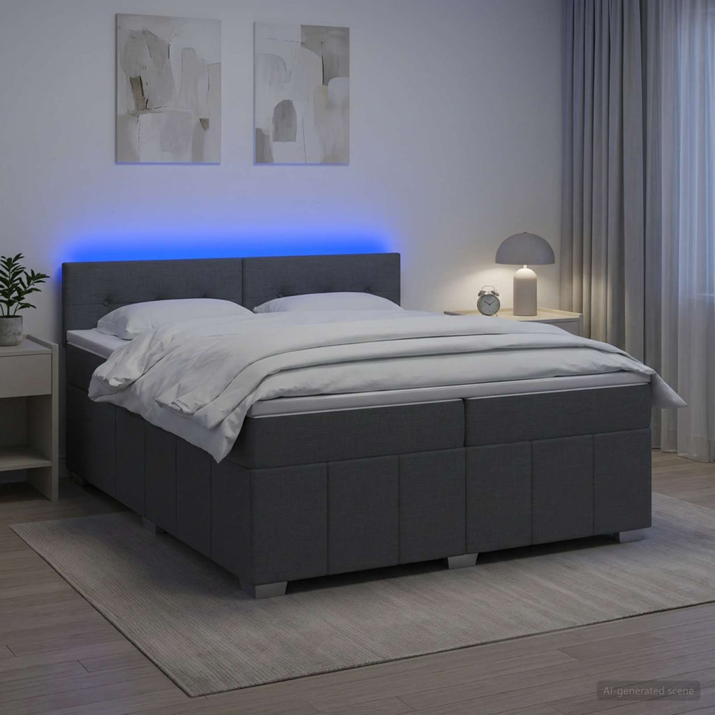 vidaXL Łóżko kontynentalne z materacem ciemnoszary 200 x 200 cm