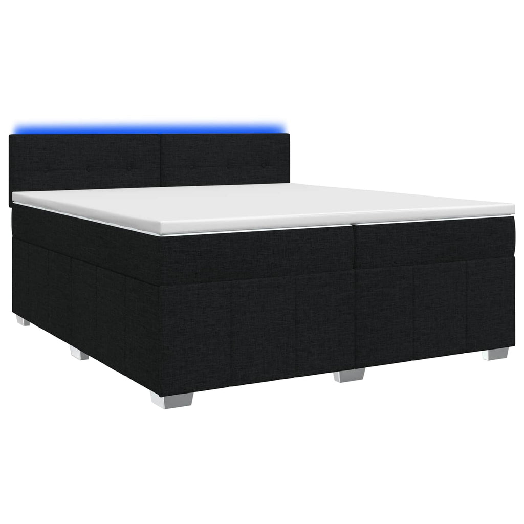 vidaXL Łóżko kontynentalne z materacem Czarny 200 x 200 cm tkanina