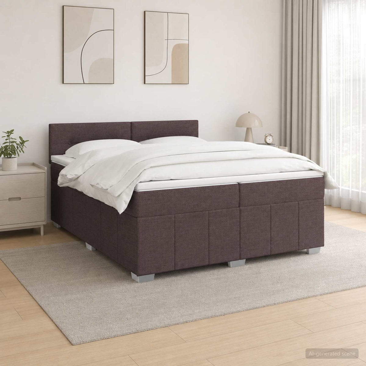 vidaXL Łóżko kontynentalne z materacem Ciemny brąz 200 x 200 cm