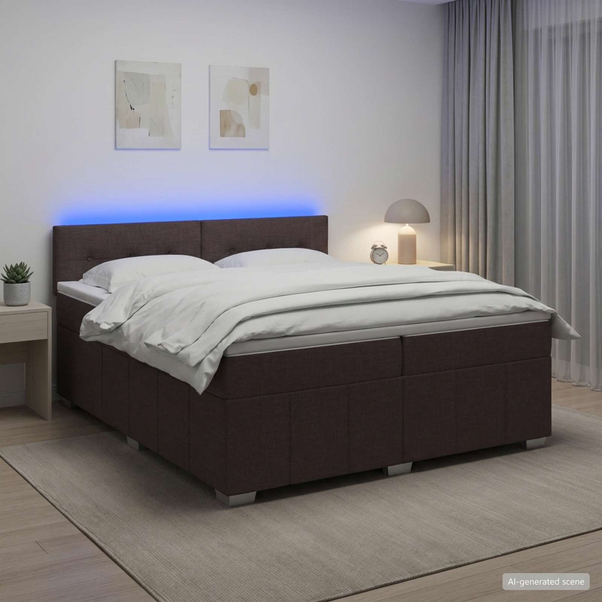 vidaXL Łóżko kontynentalne z materacem Ciemny brąz 200 x 200 cm