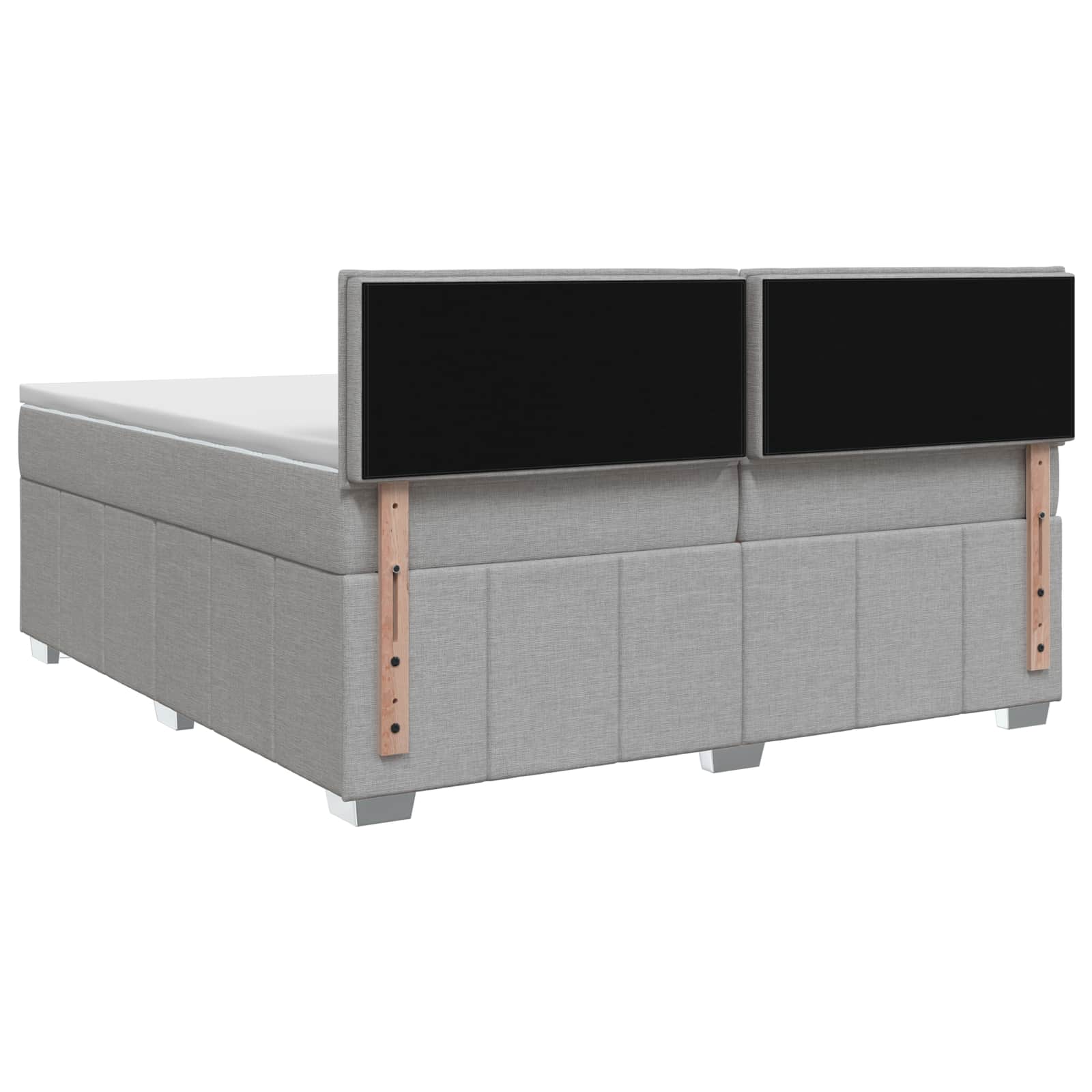 vidaXL Łóżko kontynentalne z materacem jasnoszary 200 x 200 cm tkanina