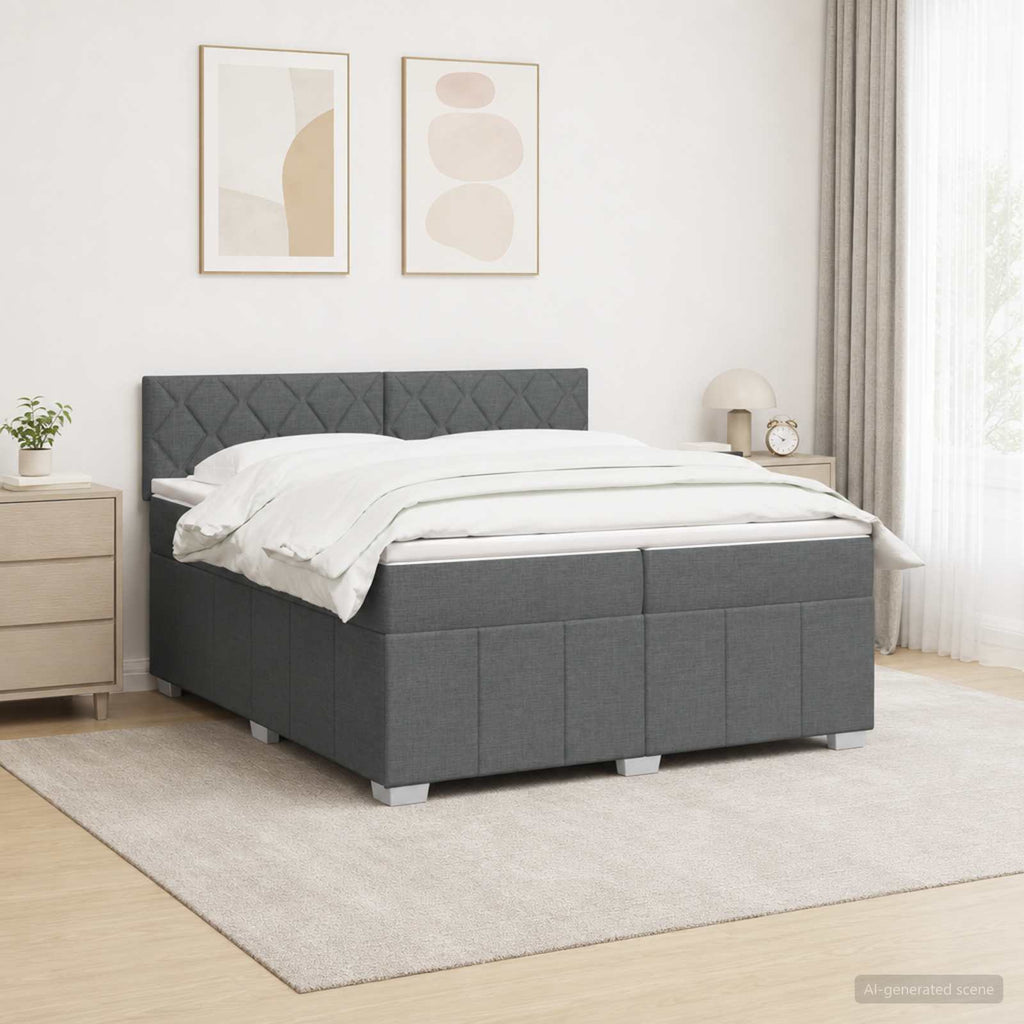 vidaXL Łóżko kontynentalne z materacem ciemnoszary 200 x 200 cm