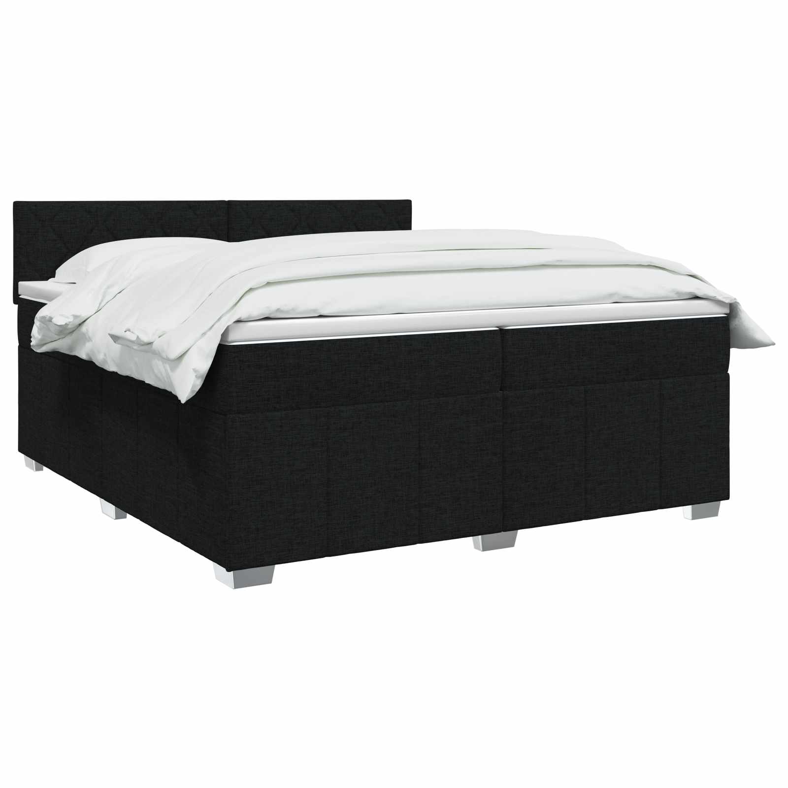 vidaXL Łóżko kontynentalne z materacem Czarny 200 x 200 cm tkanina
