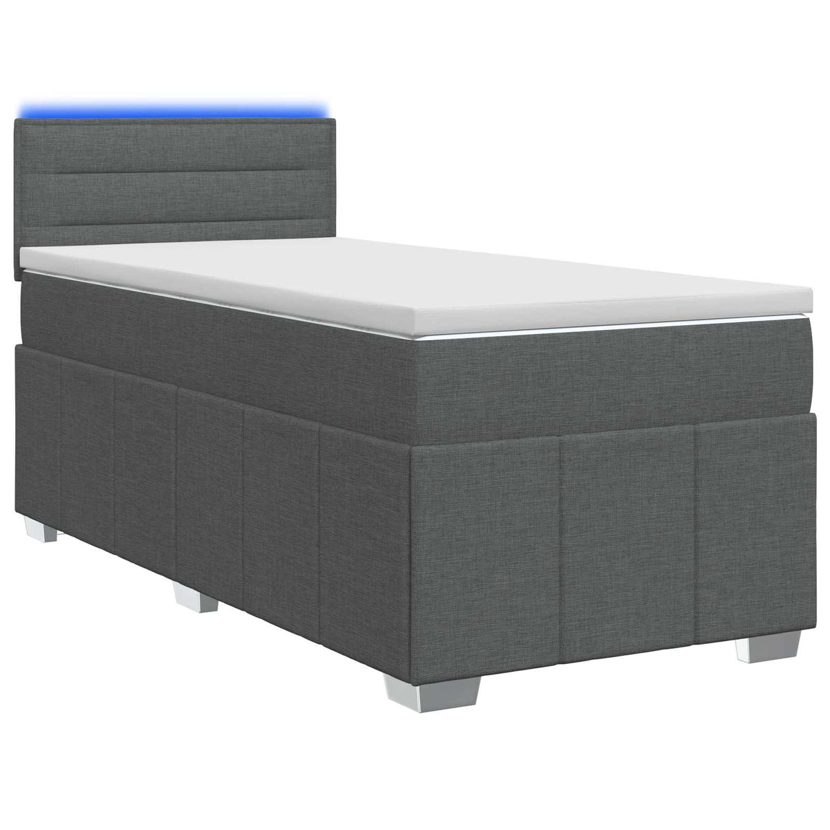 vidaXL Łóżko Box Spring z materacem i LED ciemnoszary 90 x 190 cm