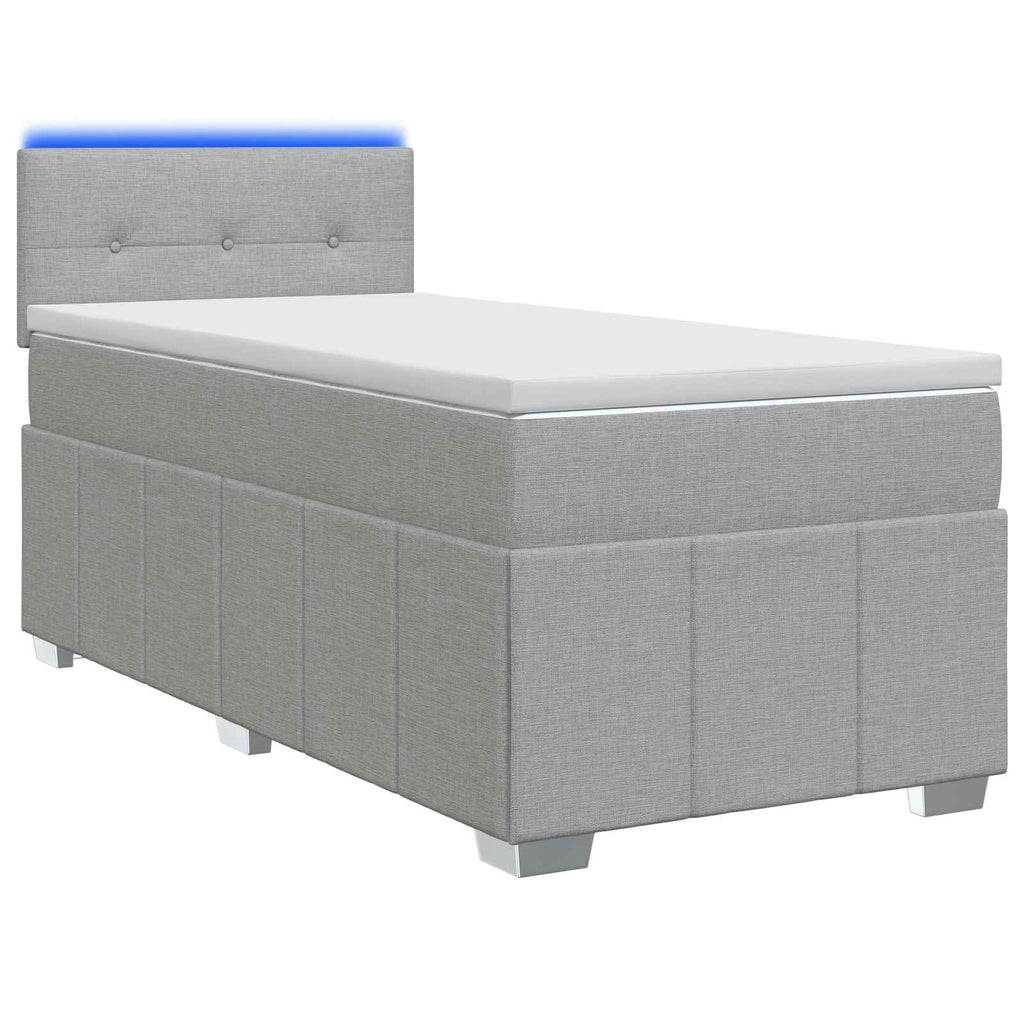 vidaXL Łóżko Box Spring z materacem i LED jasnoszary 90 x 190 cm