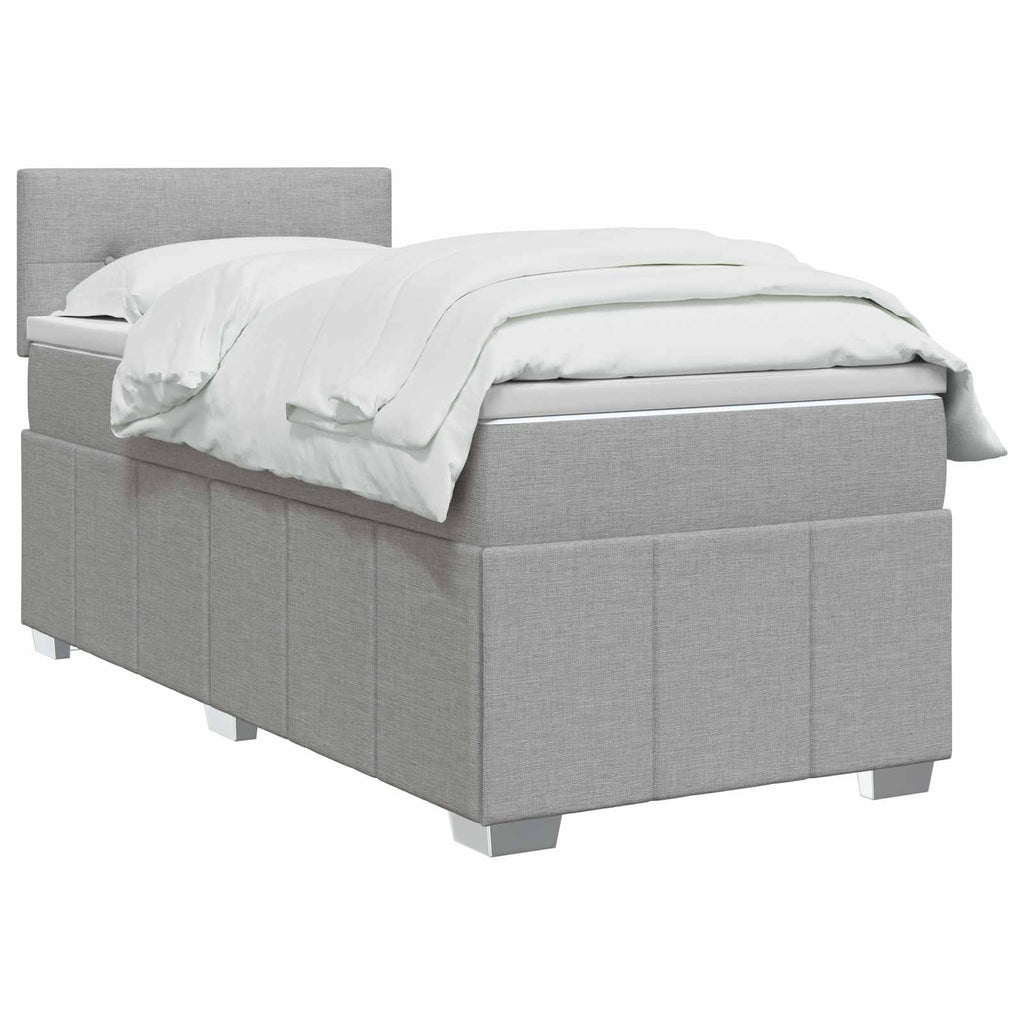 vidaXL Łóżko Box Spring z materacem i LED jasnoszary 90 x 190 cm