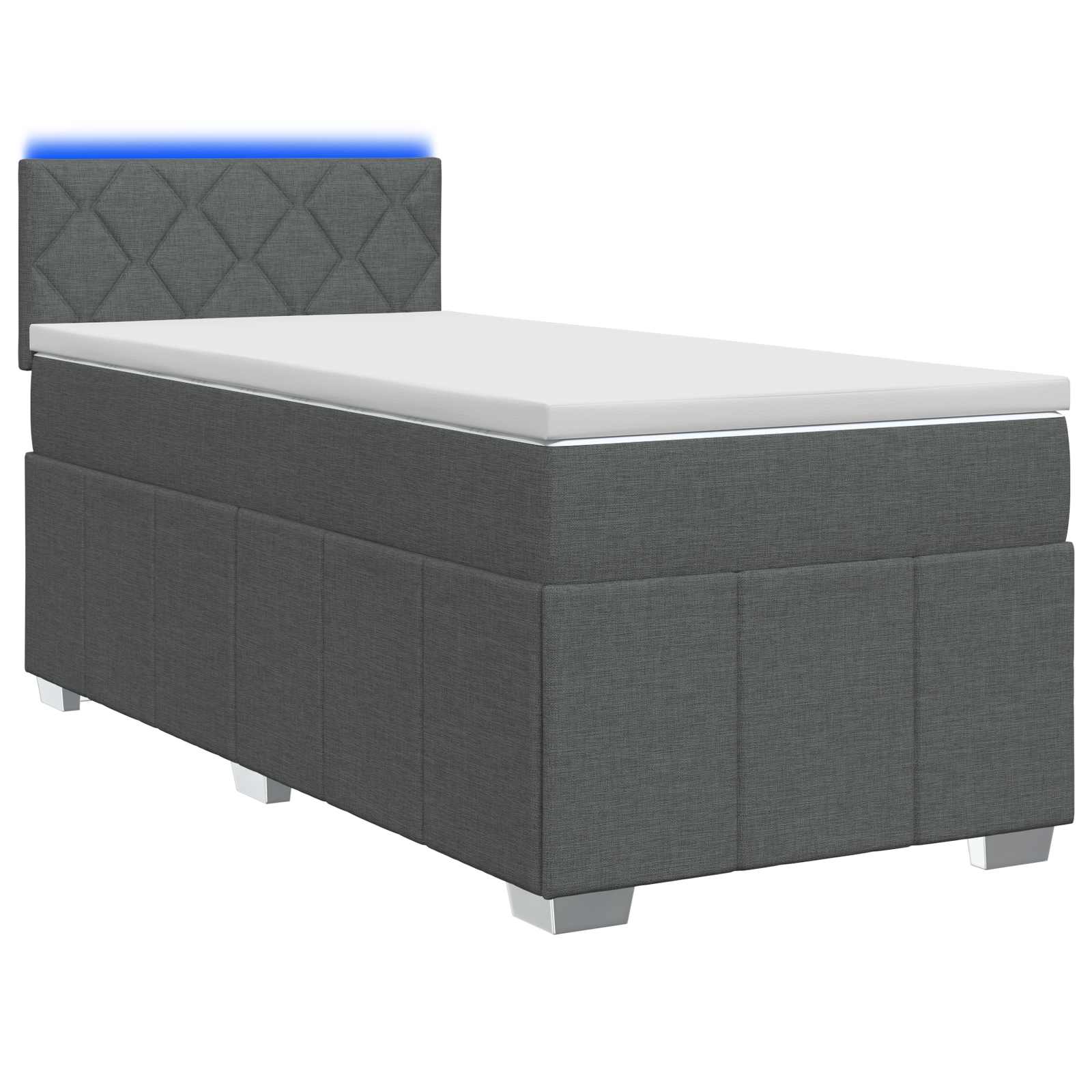 vidaXL Łóżko Box Spring z materacem i LED ciemnoszary 90 x 190 cm