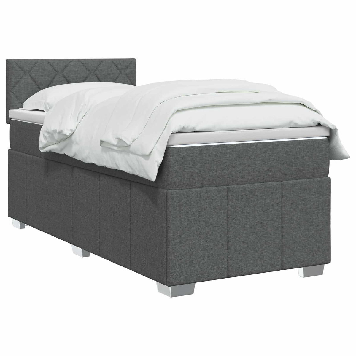 vidaXL Łóżko Box Spring z materacem i LED ciemnoszary 90 x 190 cm