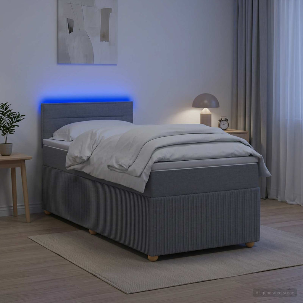 vidaXL Łóżko kontynentalne z materacem jasnoszary 90 x 200 cm tkanina