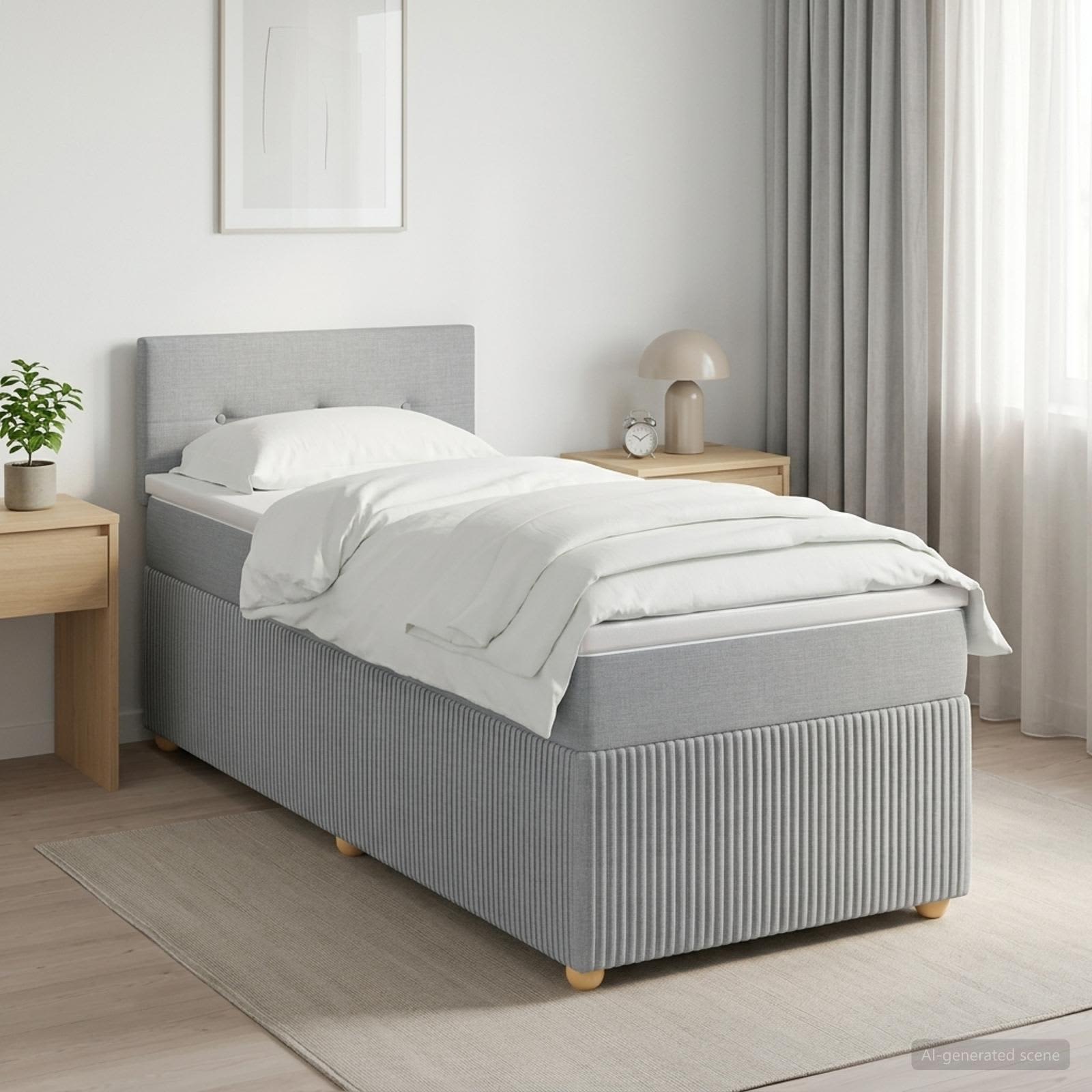 vidaXL Łóżko kontynentalne z materacem jasnoszary 80 x 200 cm tkanina