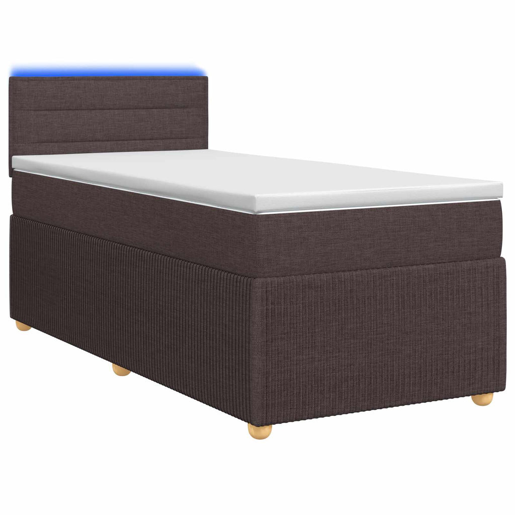 vidaXL Łóżko kontynentalne z materacem Ciemny brąz 80 x 200 cm tkanina