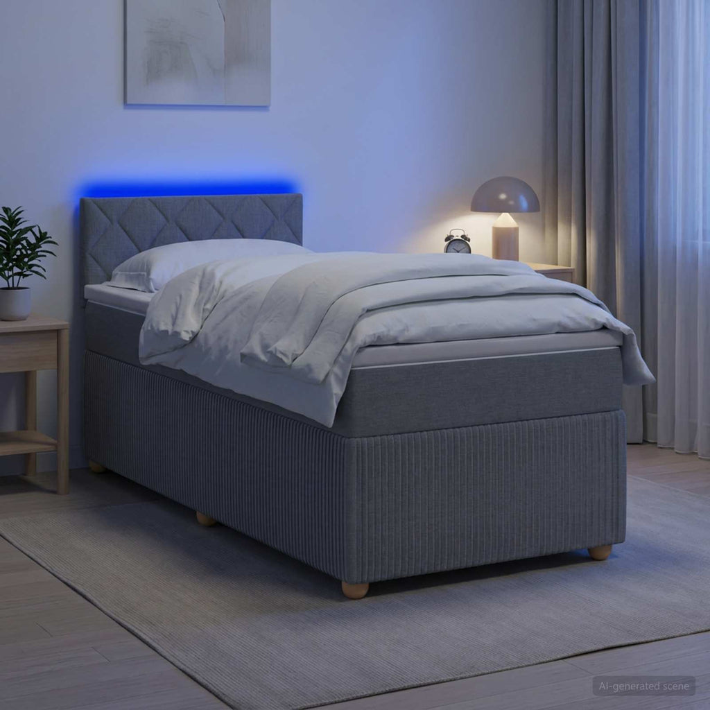vidaXL Łóżko kontynentalne z materacem jasnoszary 100 x 200 cm tkanina