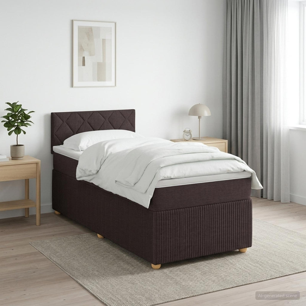 vidaXL Łóżko kontynentalne z materacem Ciemny brąz 80 x 200 cm tkanina