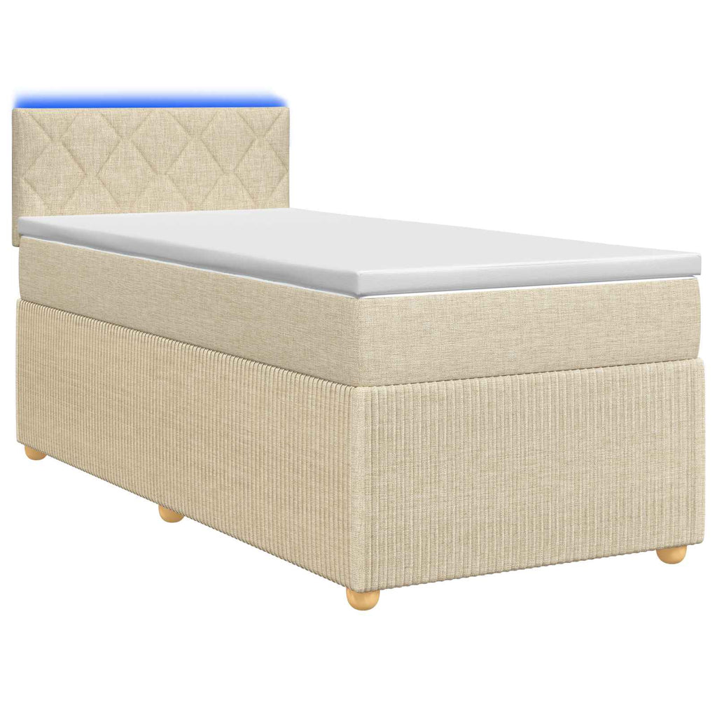 vidaXL Łóżko kontynentalne z materacem kremowy 80 x 200 cm tkanina