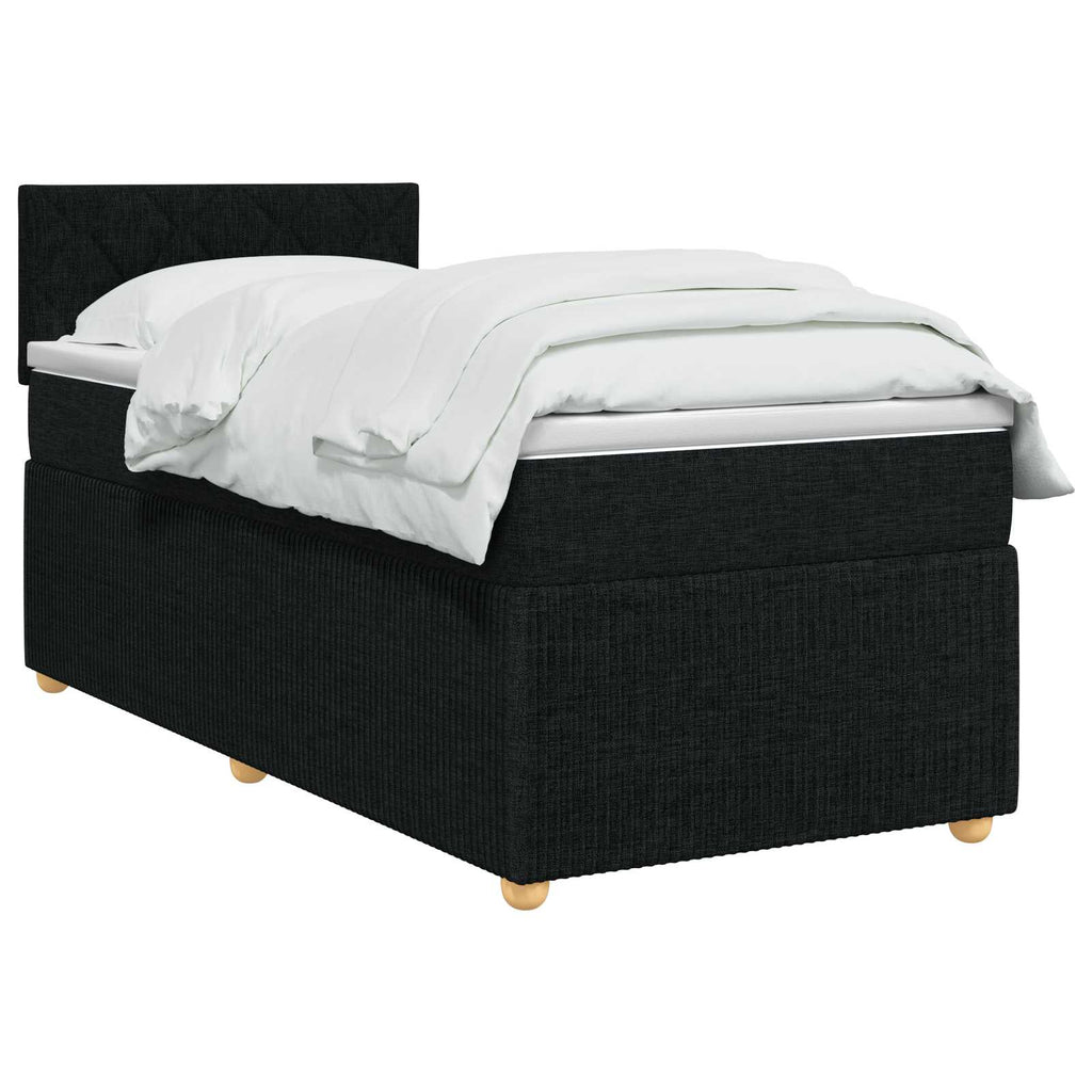 vidaXL Łóżko kontynentalne z materacem Czarny 90 x 190 cm tkanina