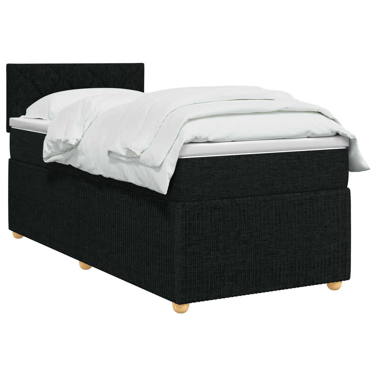 vidaXL Łóżko kontynentalne z materacem Czarny 90 x 190 cm tkanina