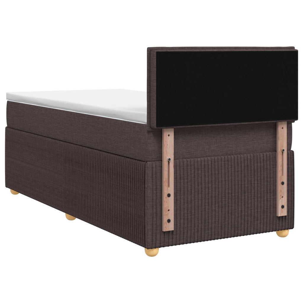 vidaXL Łóżko kontynentalne z materacem Ciemny brąz 90 x 200 cm tkanina