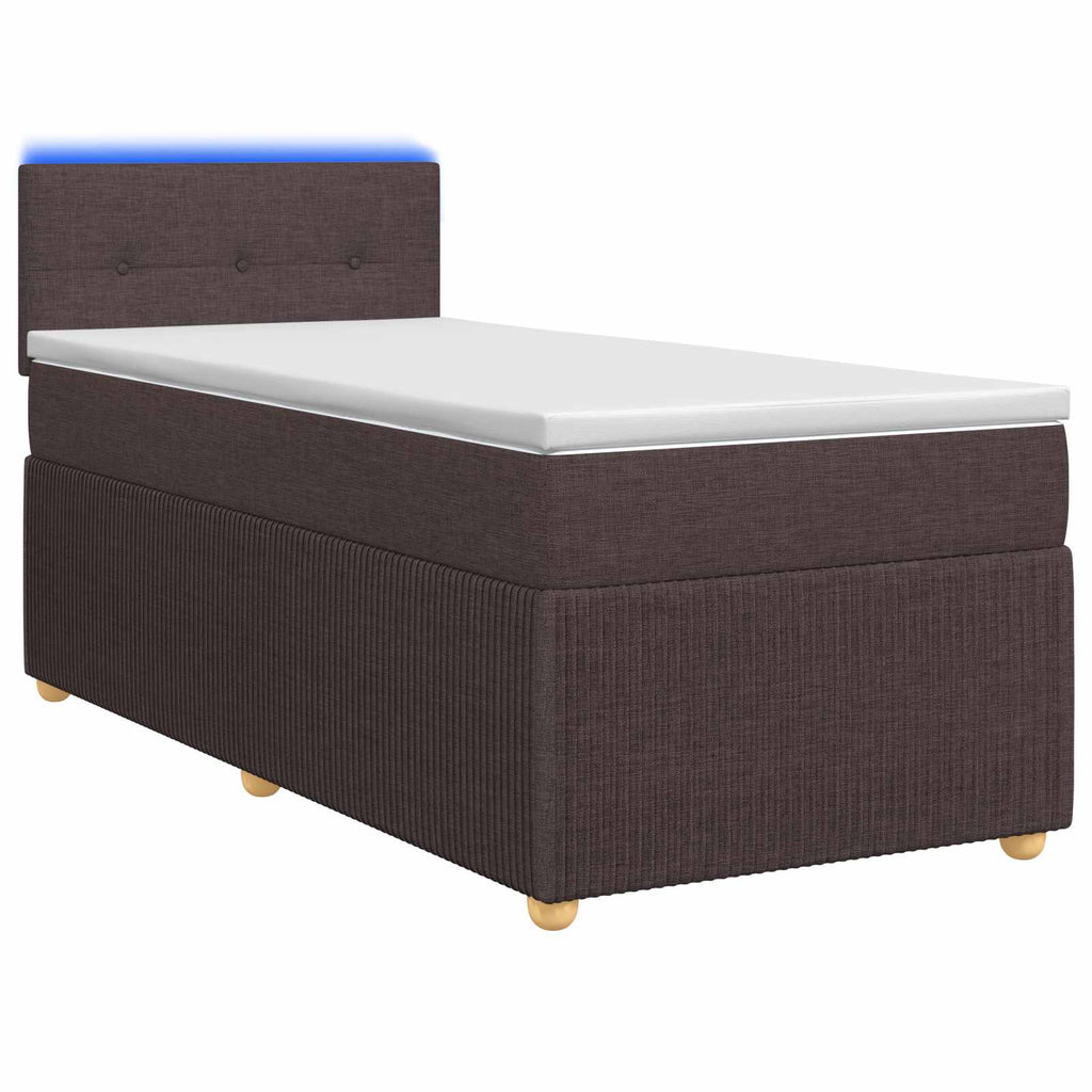 vidaXL Łóżko kontynentalne z materacem Ciemny brąz 90 x 200 cm tkanina