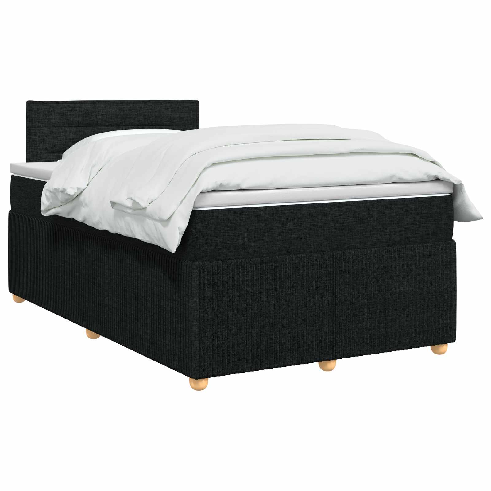 vidaXL Łóżko kontynentalne z materacem Czarny 120 x 190 cm tkanina