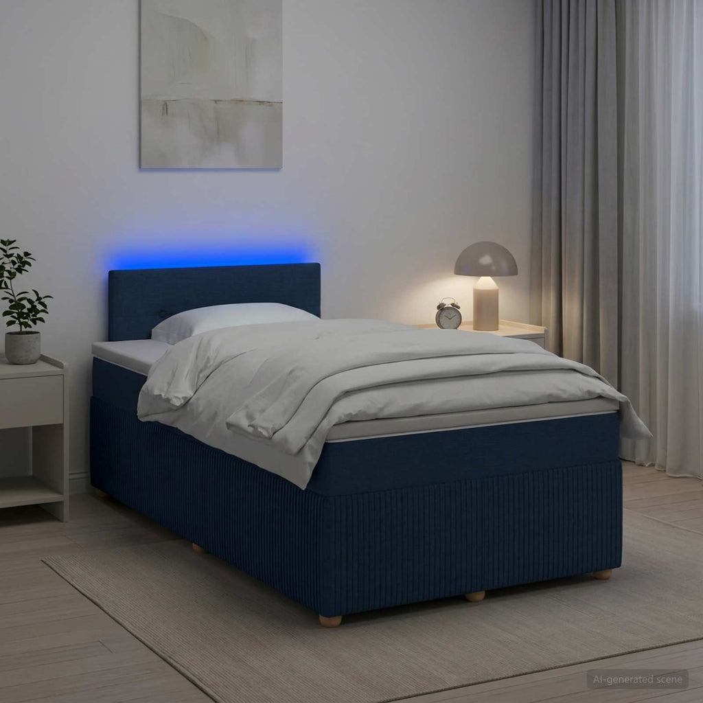 vidaXL Łóżko kontynentalne z materacem niebieski 120 x 200 cm tkanina