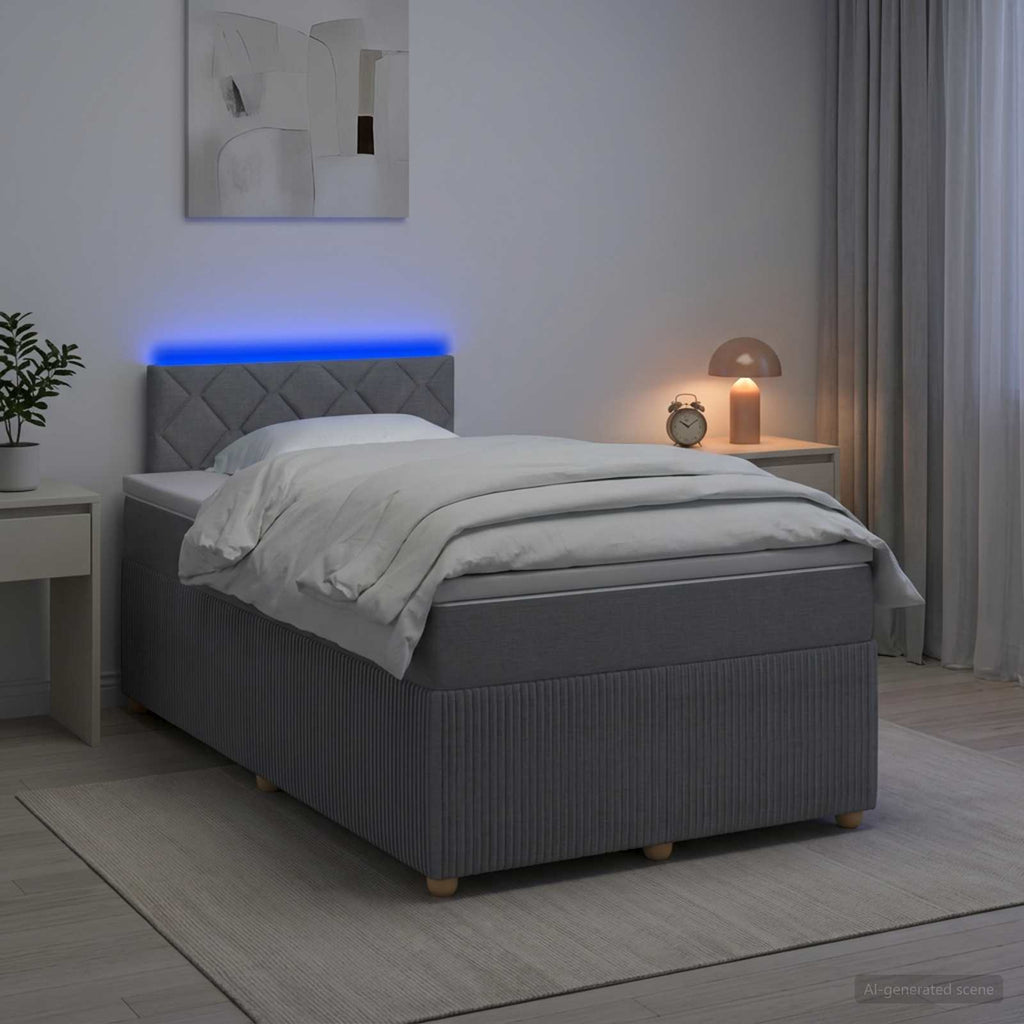 vidaXL Łóżko kontynentalne z materacem jasnoszary 120 x 200 cm tkanina