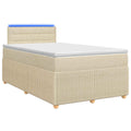 vidaXL Łóżko kontynentalne z materacem kremowy 120 x 200 cm tkanina