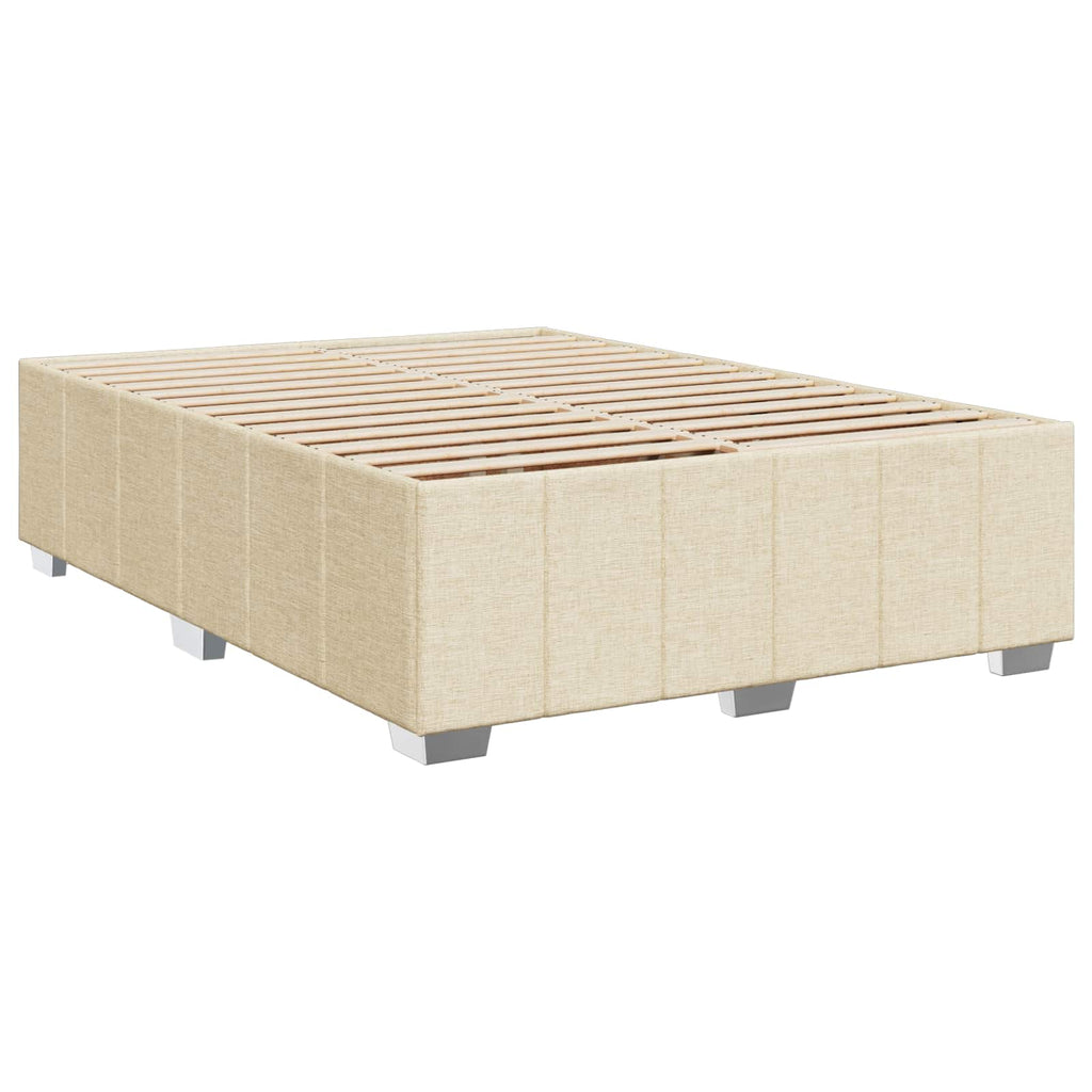 vidaXL Łóżko kontynentalne z materacem kremowy 160 x 200 cm tkanina