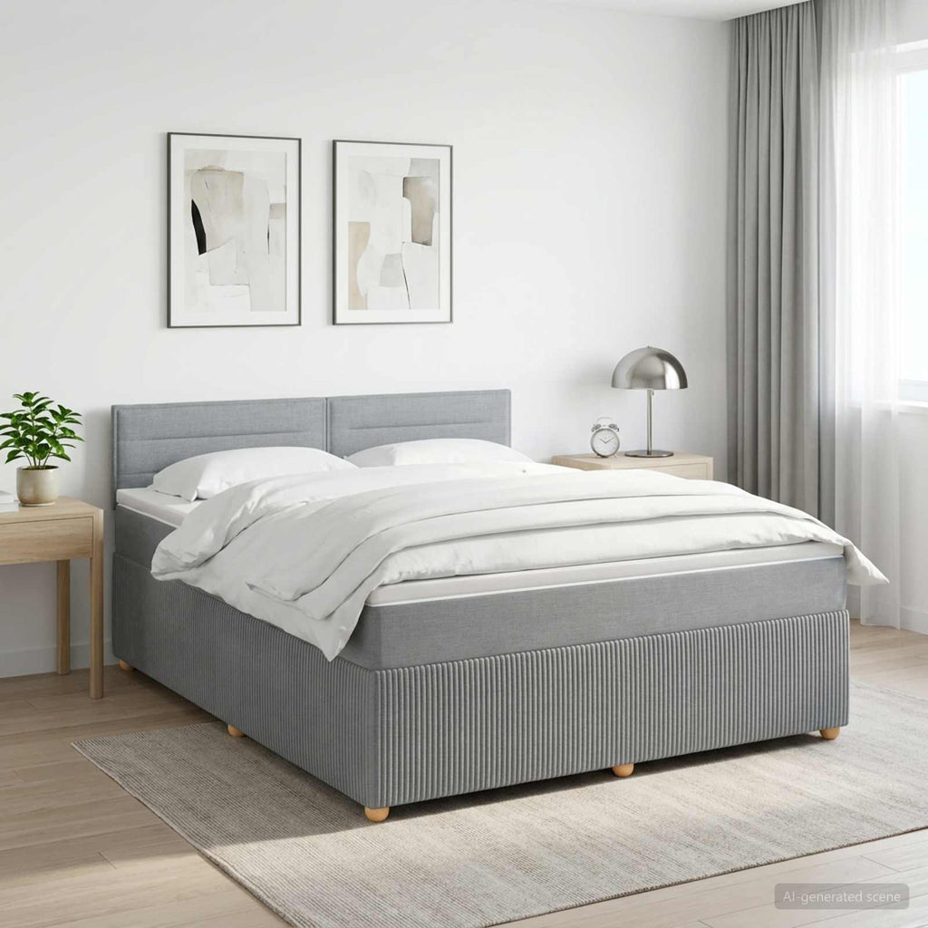 vidaXL Łóżko kontynentalne z materacem jasnoszary 160 x 200 cm tkanina