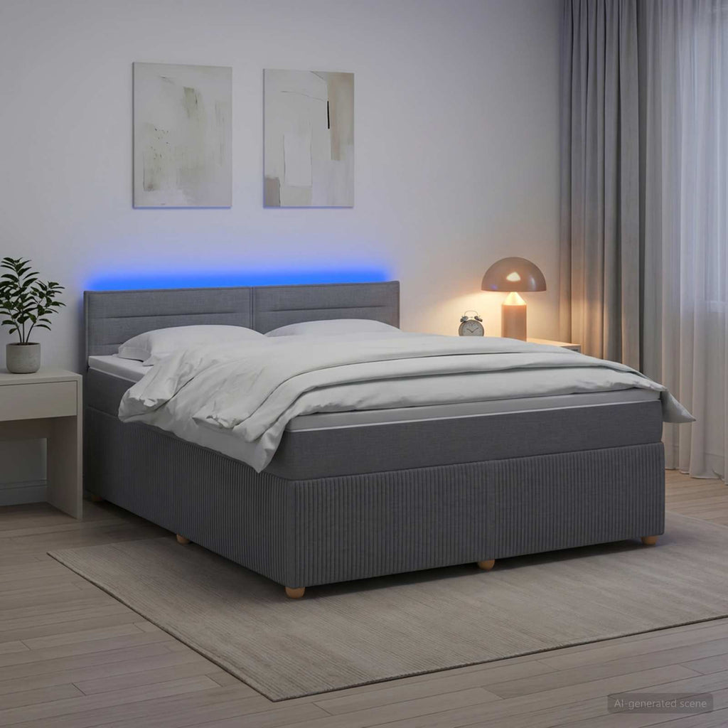 vidaXL Łóżko kontynentalne z materacem jasnoszary 180 x 200 cm tkanina