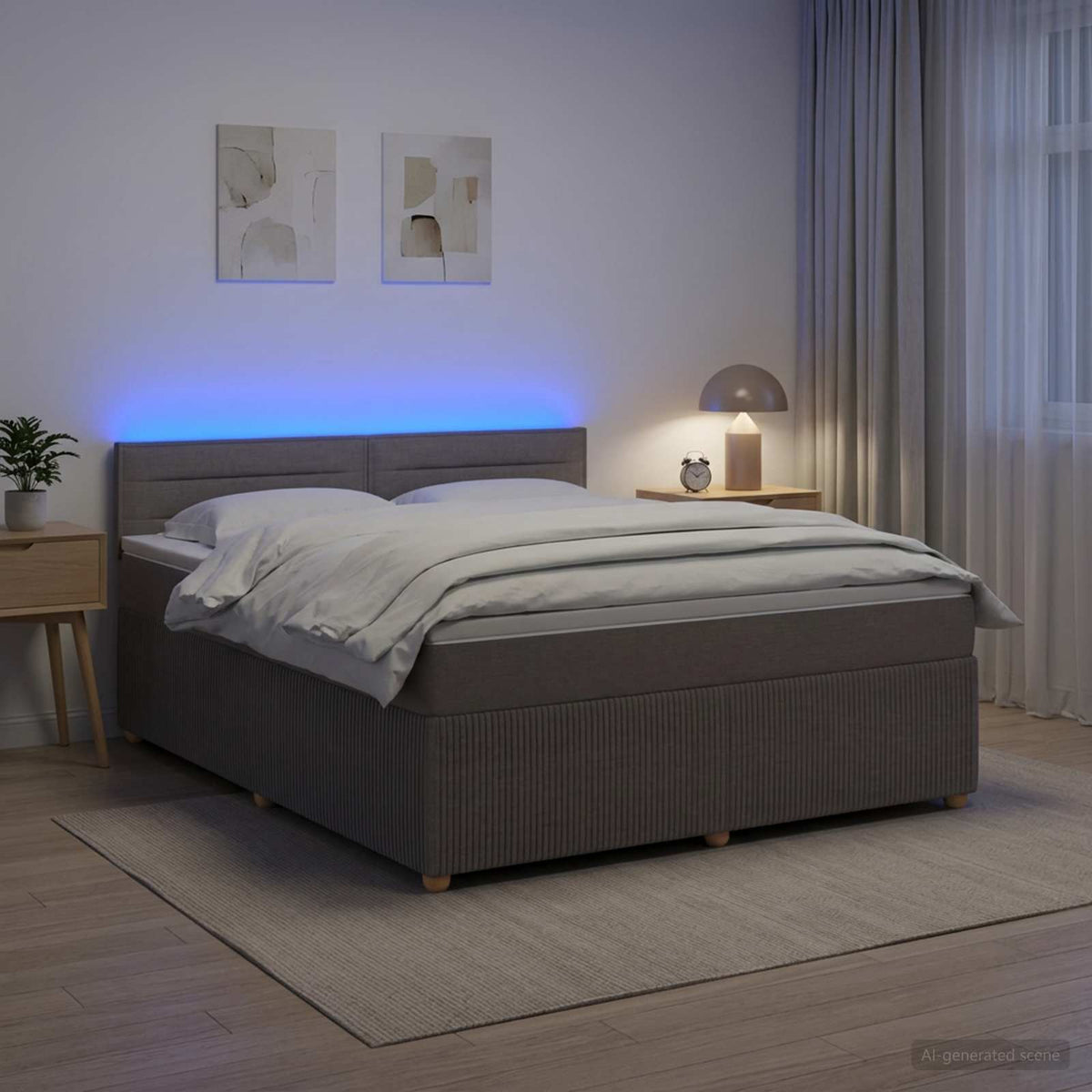 vidaXL Łóżko kontynentalne z materacem Ciemnoszary 160 x 200 cm