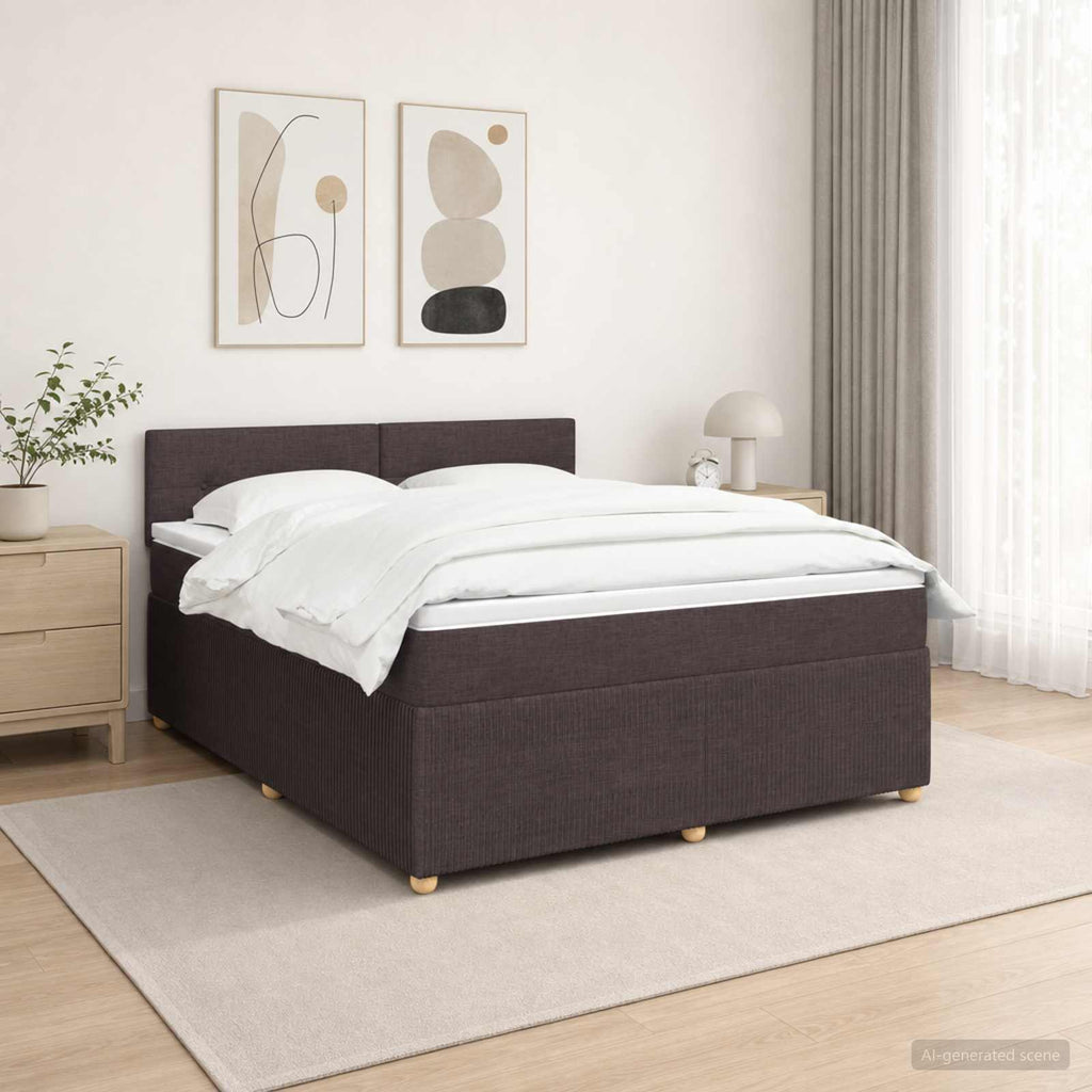 vidaXL Łóżko kontynentalne z materacem Ciemny brąz 180 x 200 cm