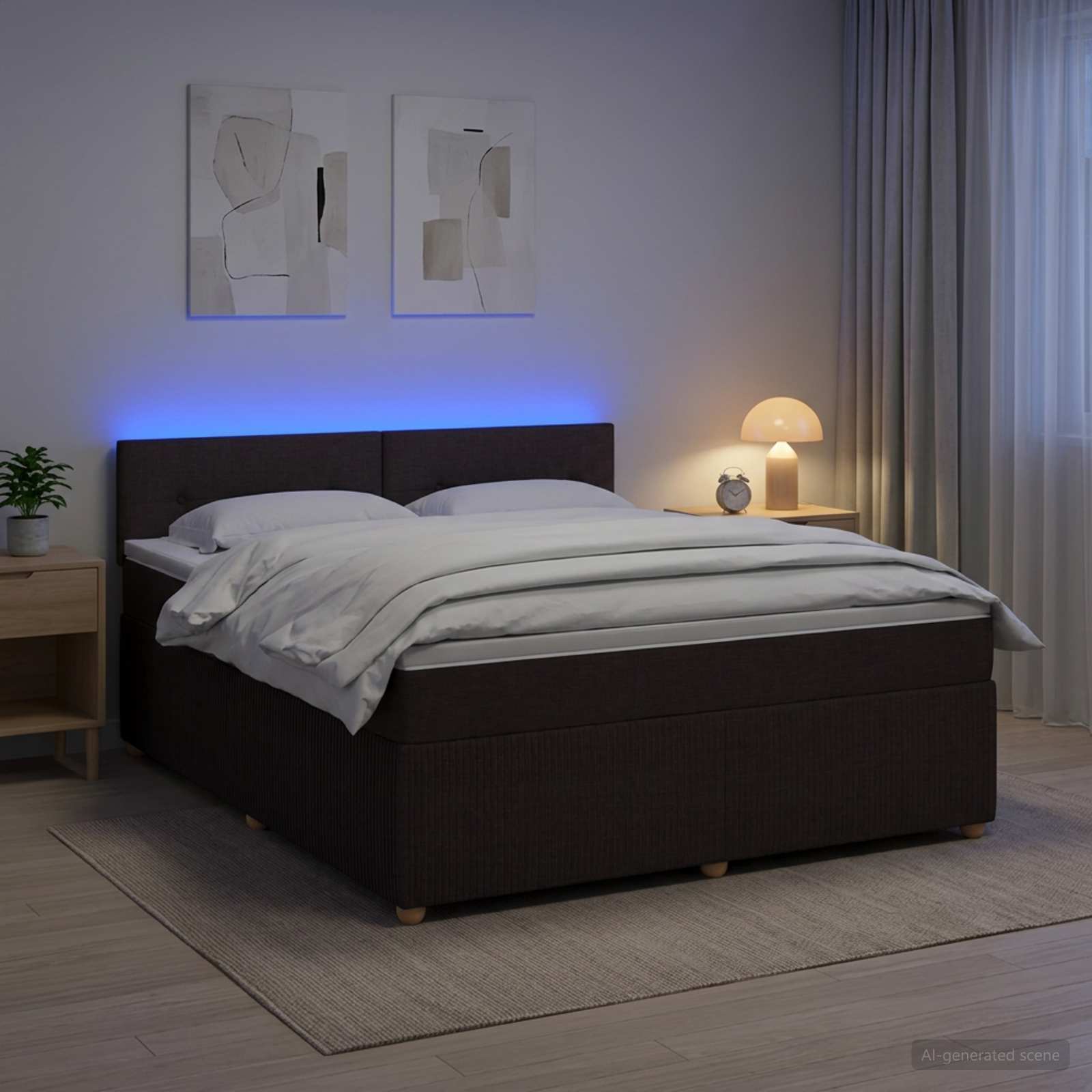 vidaXL Łóżko kontynentalne z materacem Ciemny brąz 180 x 200 cm