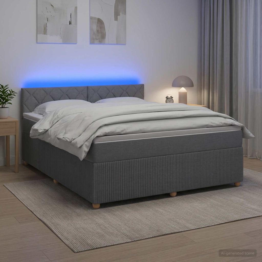 vidaXL Łóżko kontynentalne z materacem jasnoszary 160 x 200 cm tkanina