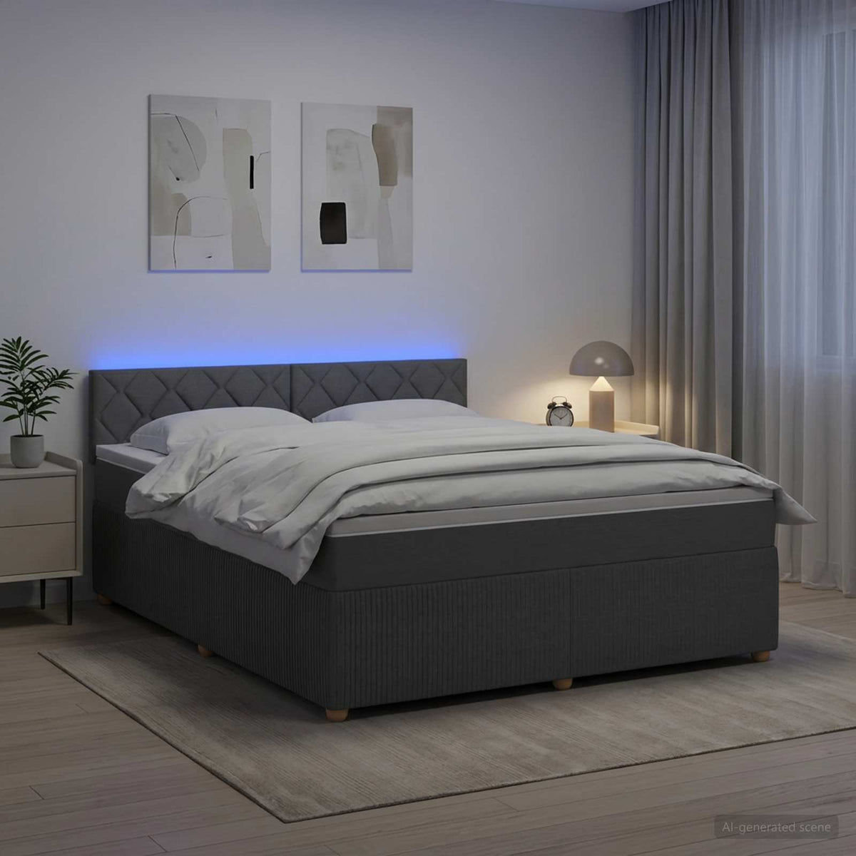 vidaXL Łóżko kontynentalne z materacem ciemnoszary 160 x 200 cm