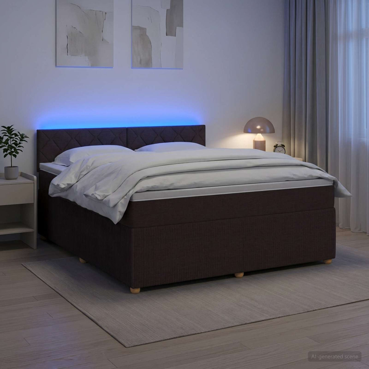 vidaXL Łóżko kontynentalne z materacem Ciemny brąz 180 x 200 cm