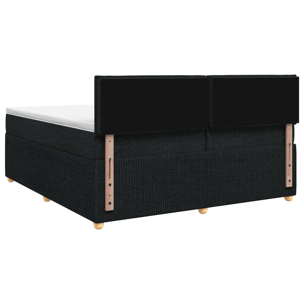 vidaXL Łóżko kontynentalne z materacem Czarny 200 x 200 cm tkanina
