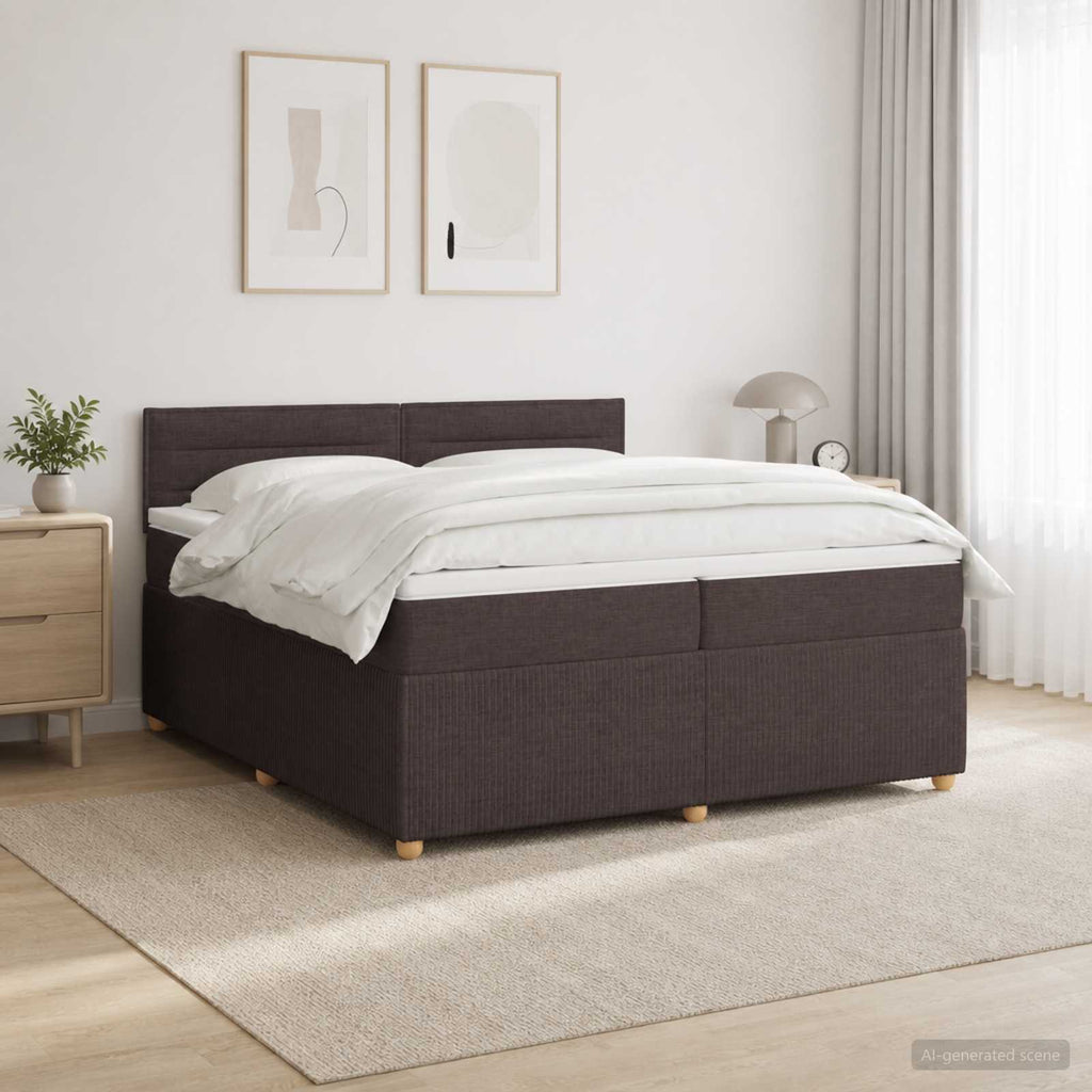 vidaXL Łóżko kontynentalne z materacem Ciemny brąz 200 x 200 cm