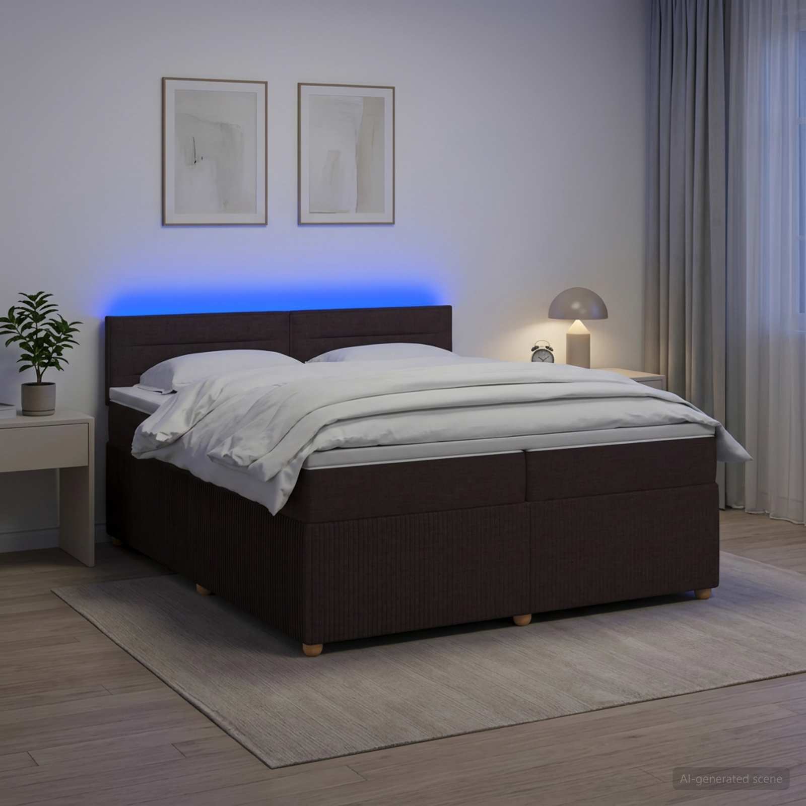vidaXL Łóżko kontynentalne z materacem Ciemny brąz 200 x 200 cm