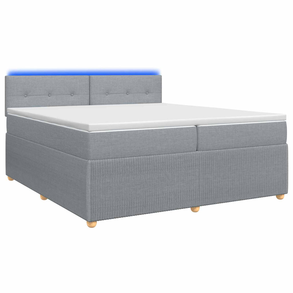 vidaXL Łóżko kontynentalne z materacem jasnoszary 200 x 200 cm tkanina