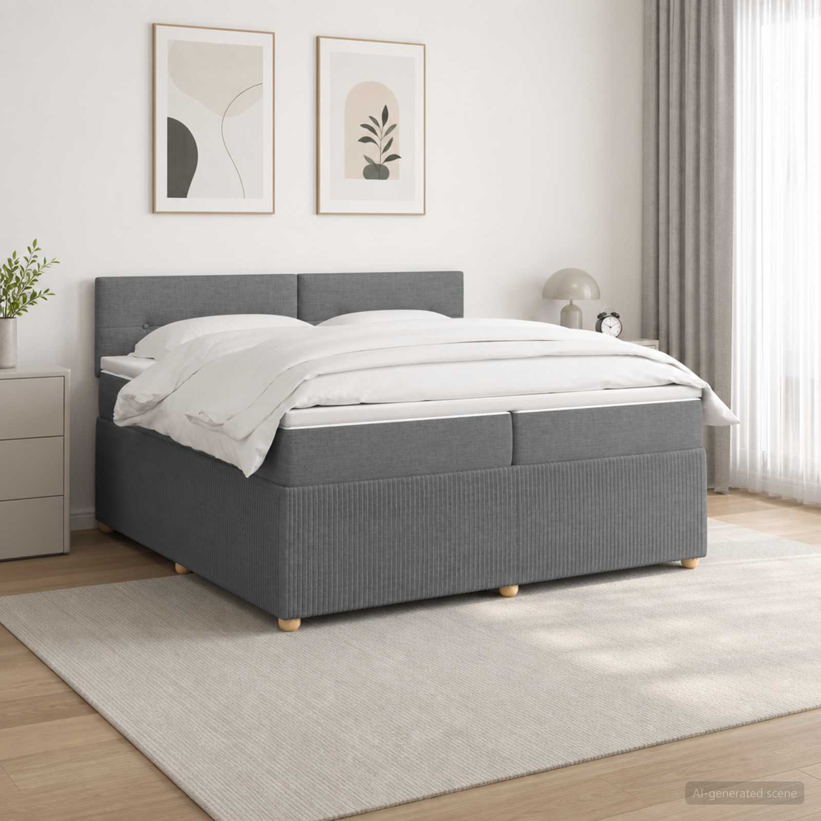 vidaXL Łóżko kontynentalne z materacem ciemnoszary 200 x 200 cm