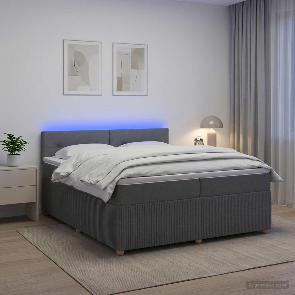 vidaXL Łóżko kontynentalne z materacem ciemnoszary 200 x 200 cm