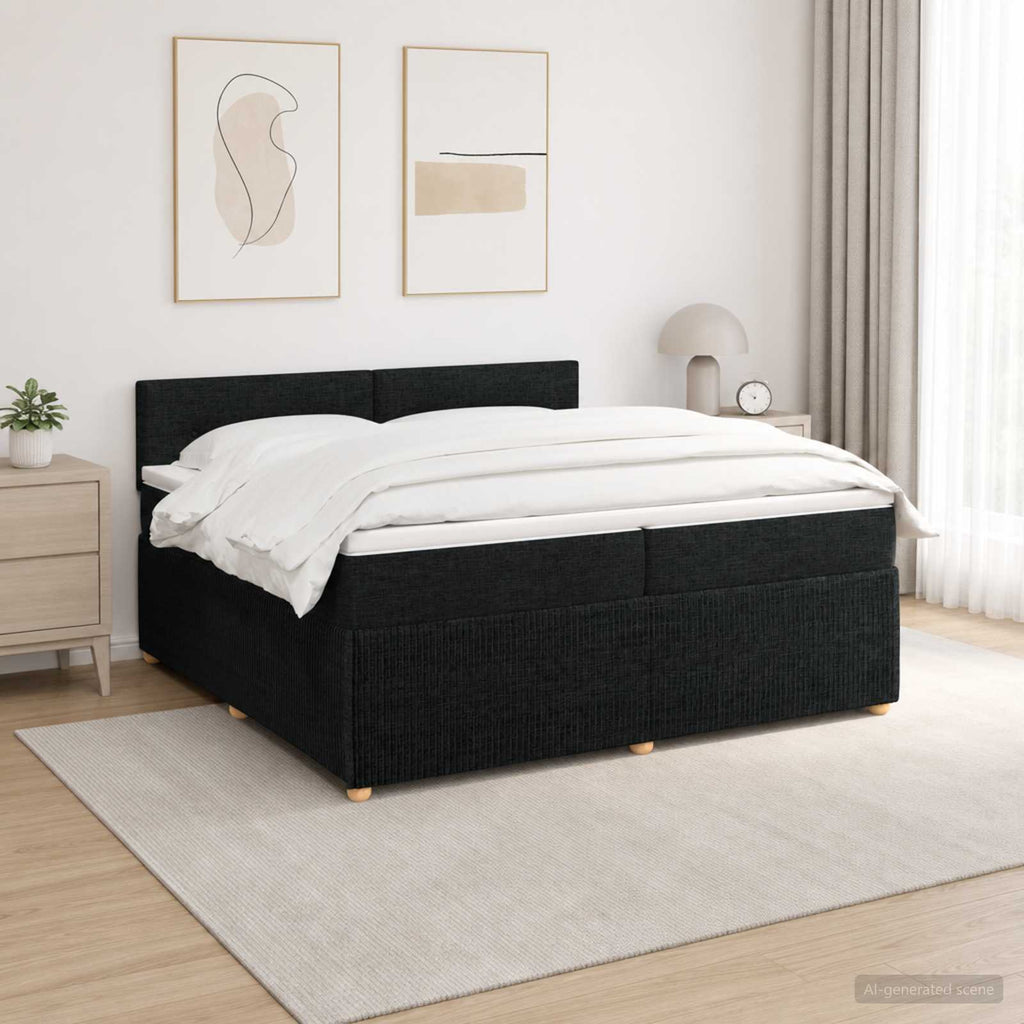vidaXL Łóżko kontynentalne z materacem Czarny 200 x 200 cm tkanina
