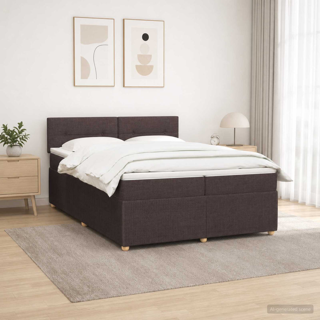 vidaXL Łóżko kontynentalne z materacem Ciemny brąz 200 x 200 cm
