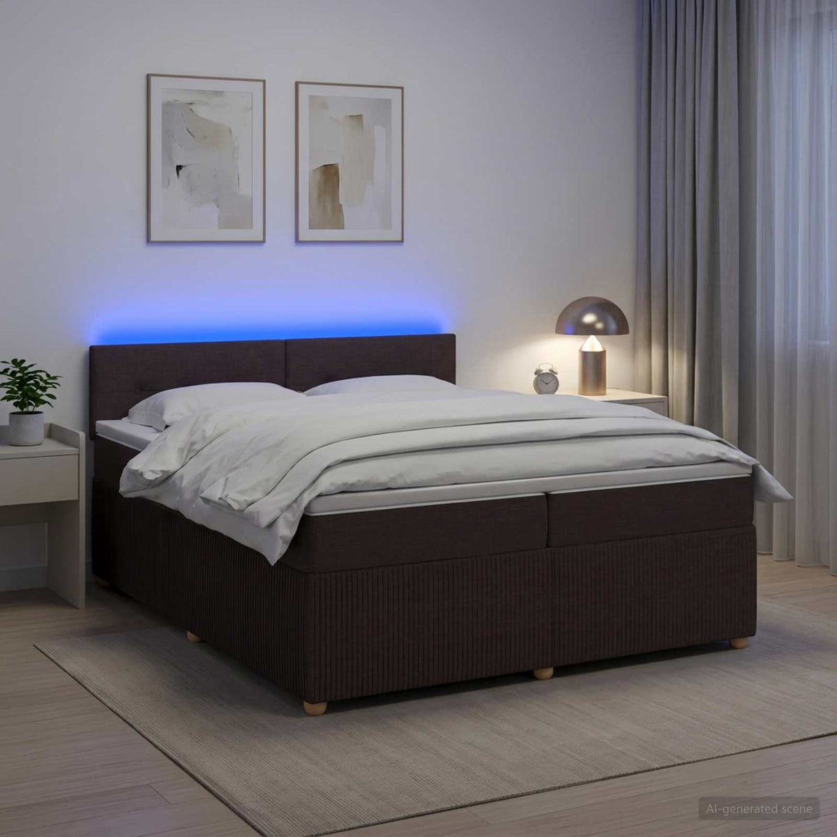 vidaXL Łóżko kontynentalne z materacem Ciemny brąz 200 x 200 cm