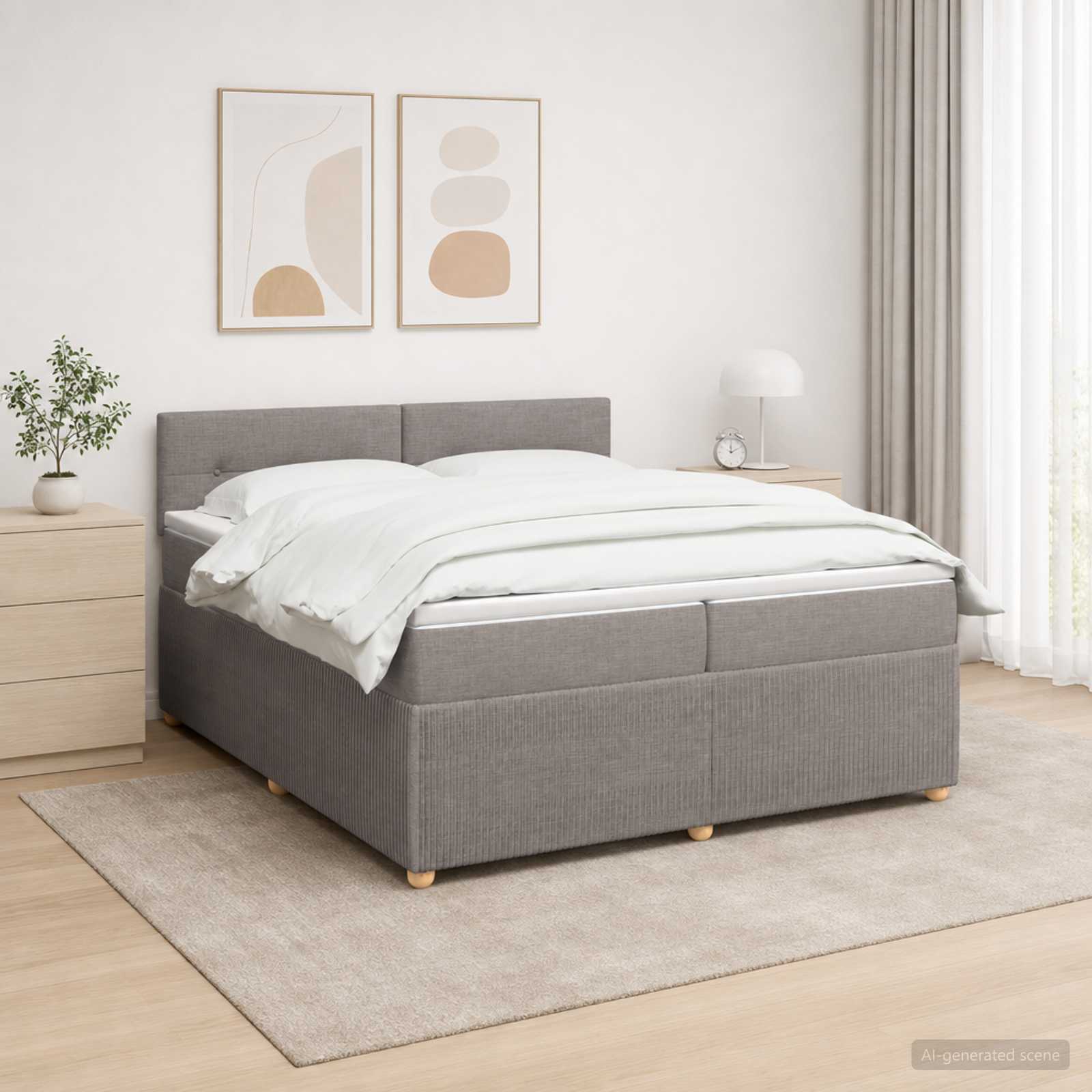 vidaXL Łóżko kontynentalne z materacem Ciemnoszary 200 x 200 cm
