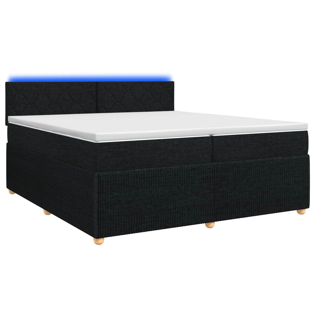 vidaXL Łóżko kontynentalne z materacem Czarny 200 x 200 cm tkanina