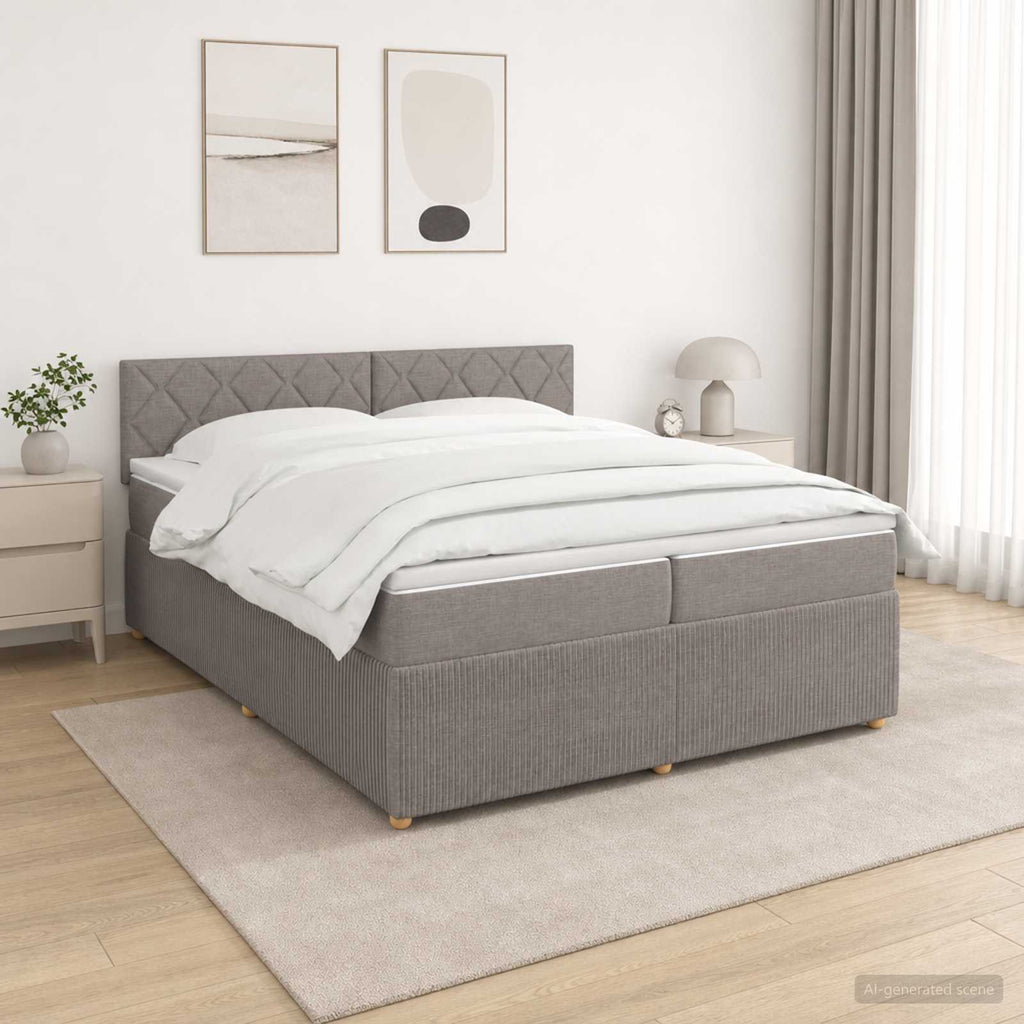 vidaXL Łóżko kontynentalne z materacem Ciemnoszary 200 x 200 cm