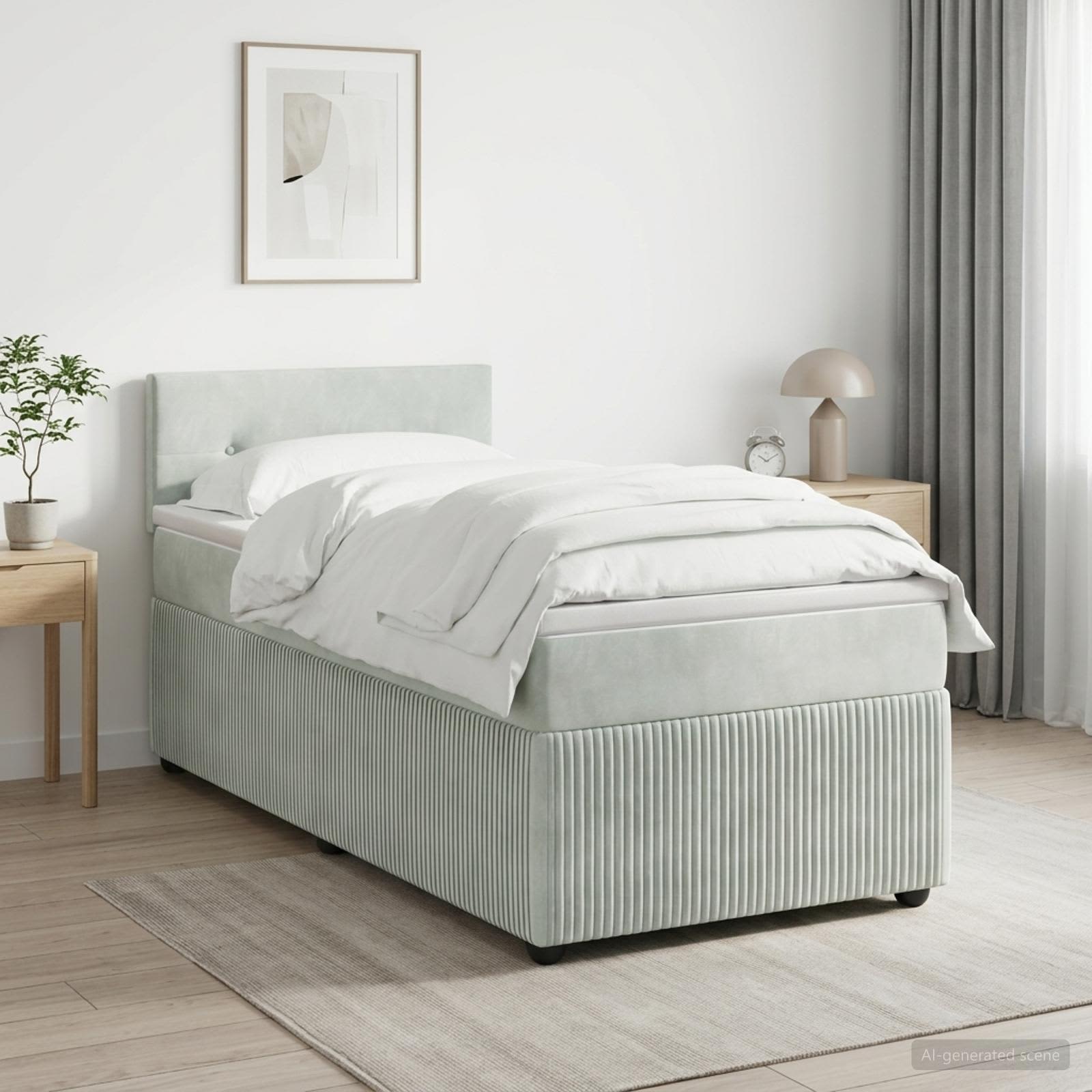 vidaXL Łóżko kontynentalne z materacem jasnoszary 80 x 200 cm Welur