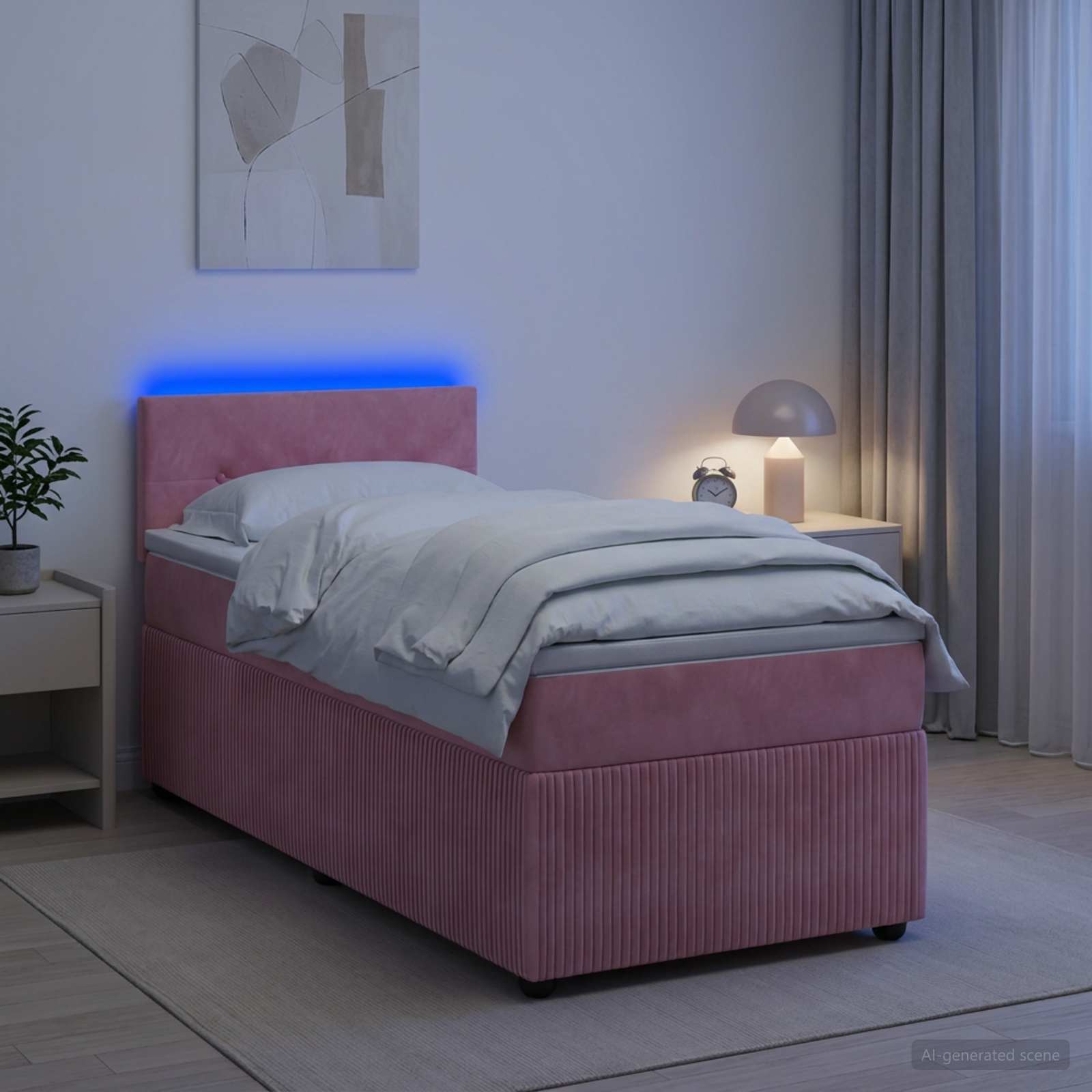 vidaXL Łóżko kontynentalne z materacem różowy 80 x 200 cm Welur