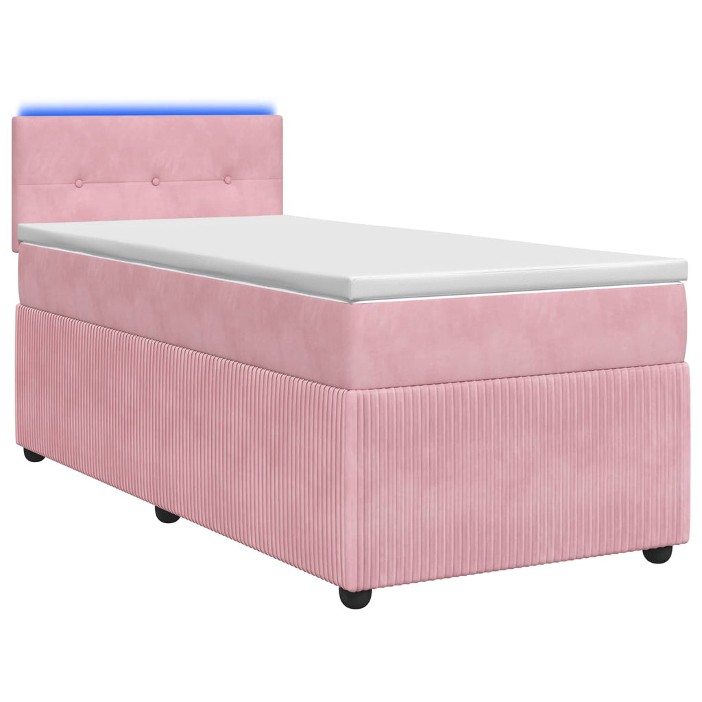 vidaXL Łóżko kontynentalne z materacem różowy 100 x 200 cm Welur